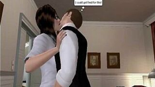 This sexy 3D brunette babe with big tits is fucking porn video